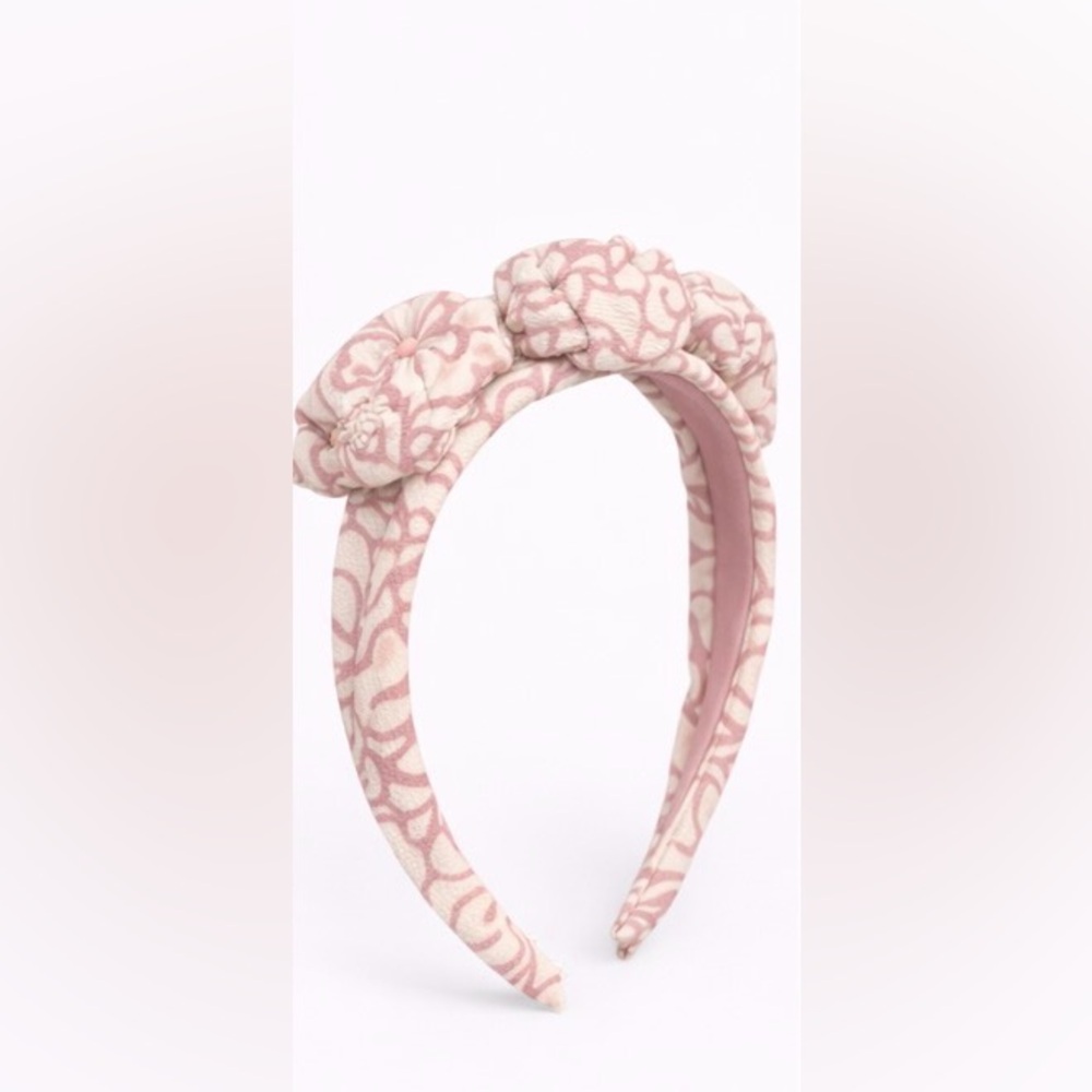 Blush Pink Rosette Floral Headband Padded Knotted Statement Hair Accessory NEW